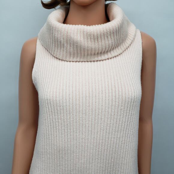 Michael Kors Shaker Sleeveless Cowl neck Turtleneck Sweater XS Cotton Blush Pink - Picture 4 of 12